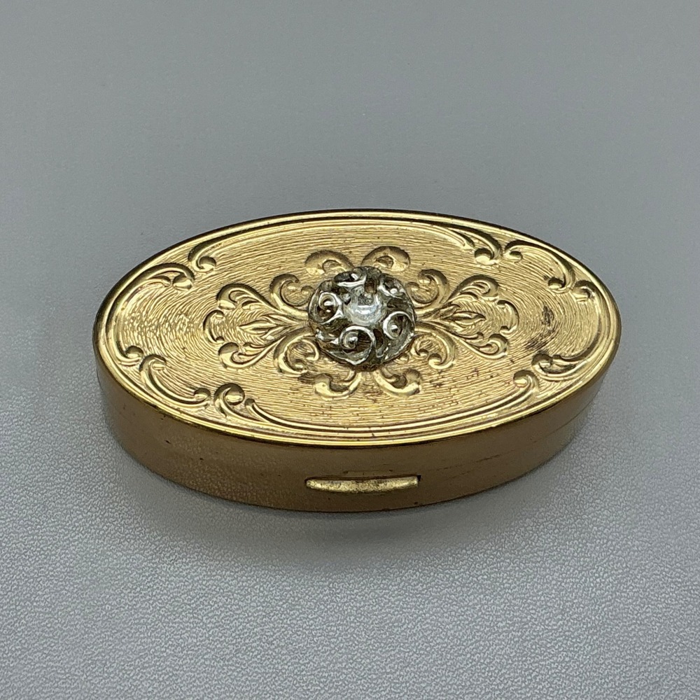 Max Factor Vintage 1950s Hi-Society Lipstick Compact Gold Tone Case Mirror 2.5in